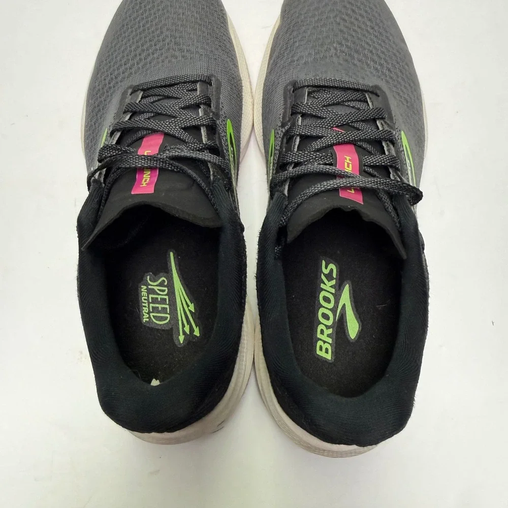 Brooks Launch 10 Running Shoes Womens 9 Black Neon Pink Green Sneakers